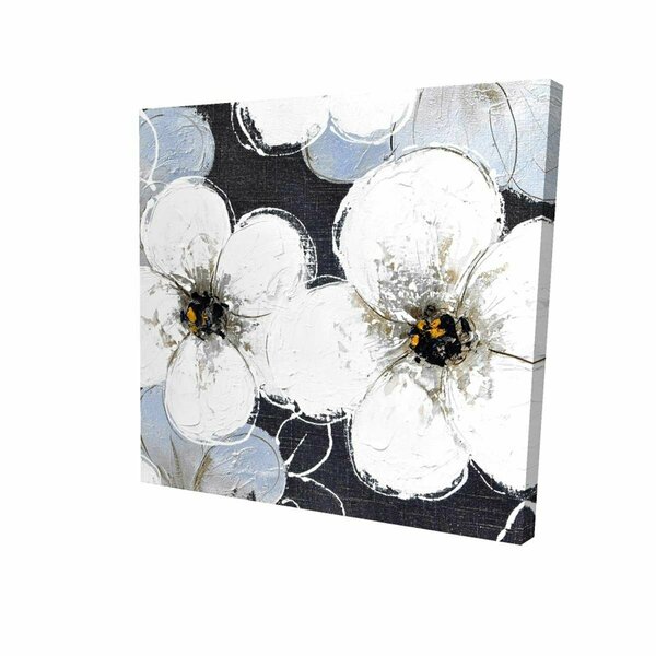 Fondo 16 x 16 in. White Flowers with Leaves Outlines-Print on Canvas FO2792282